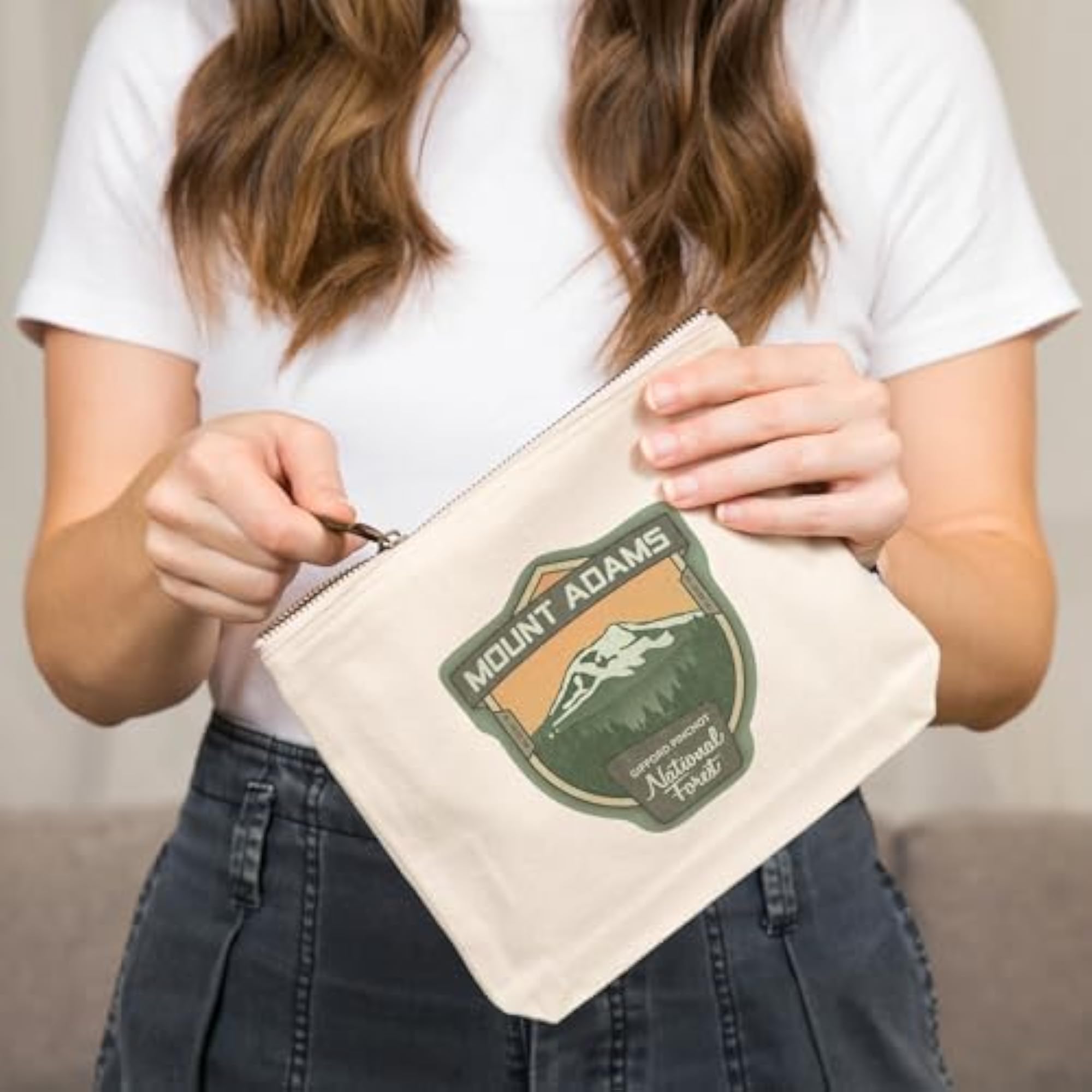 Cotton Zipper Pouch, Travel Accessory, Mount Adams Design